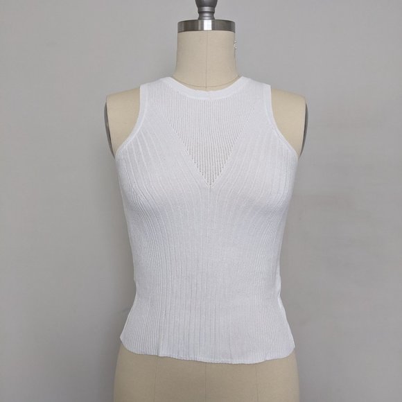 Express white tank knit v neck shirt top ribbed design xs - Picture 5 of 5